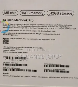New Laptop Apple Macbook Pro 2025 M5 14-Inch 16GB Apple M5 SSD 512GB