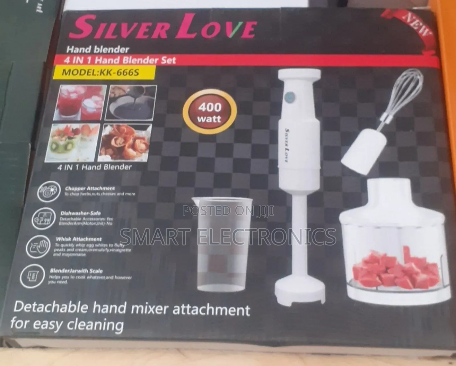 Silver Love 4-in-1 Hand Blender Set, Model Kk-666s.