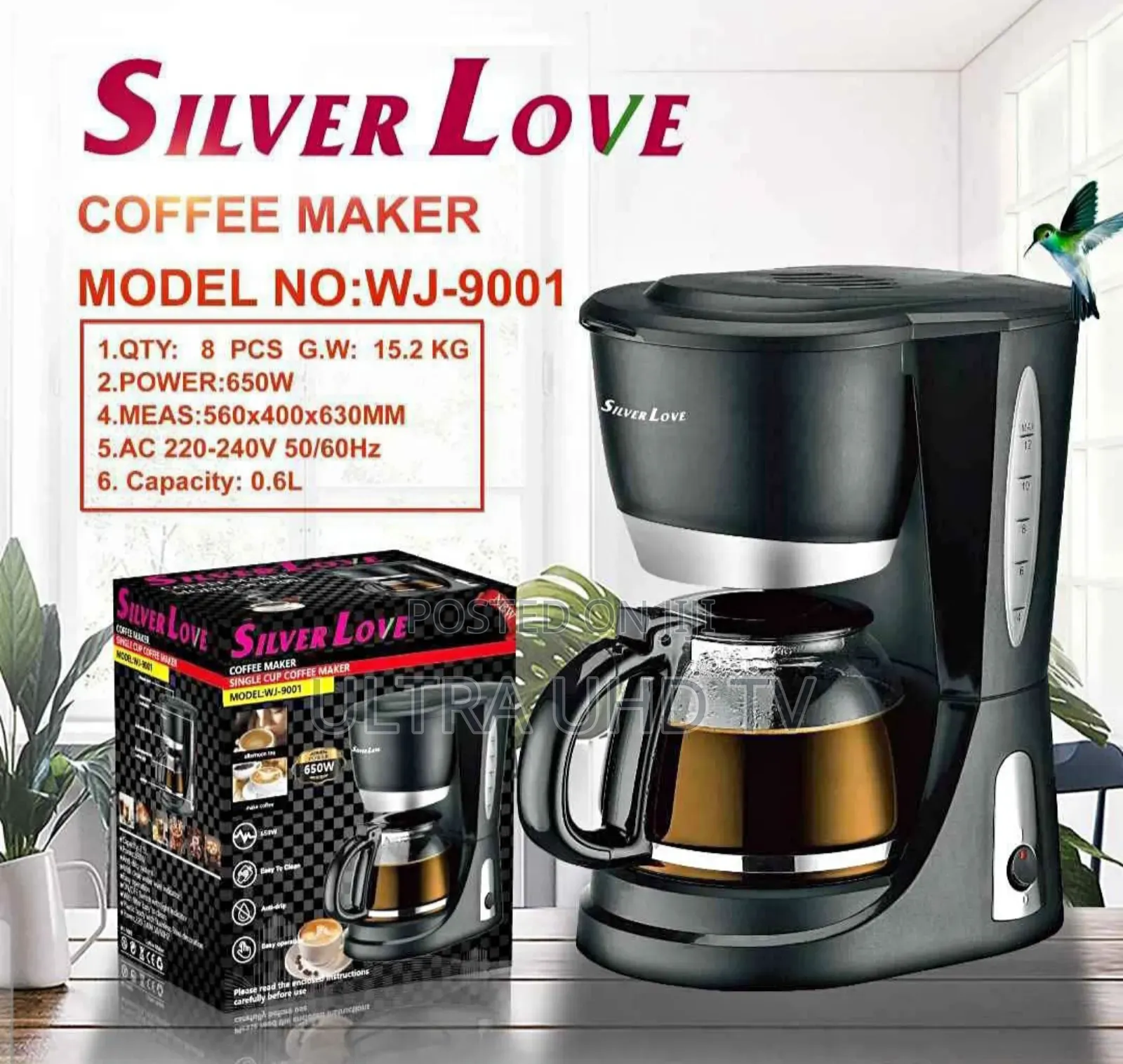 Silver Love Coffee Maker, Model Number Wj-9001.