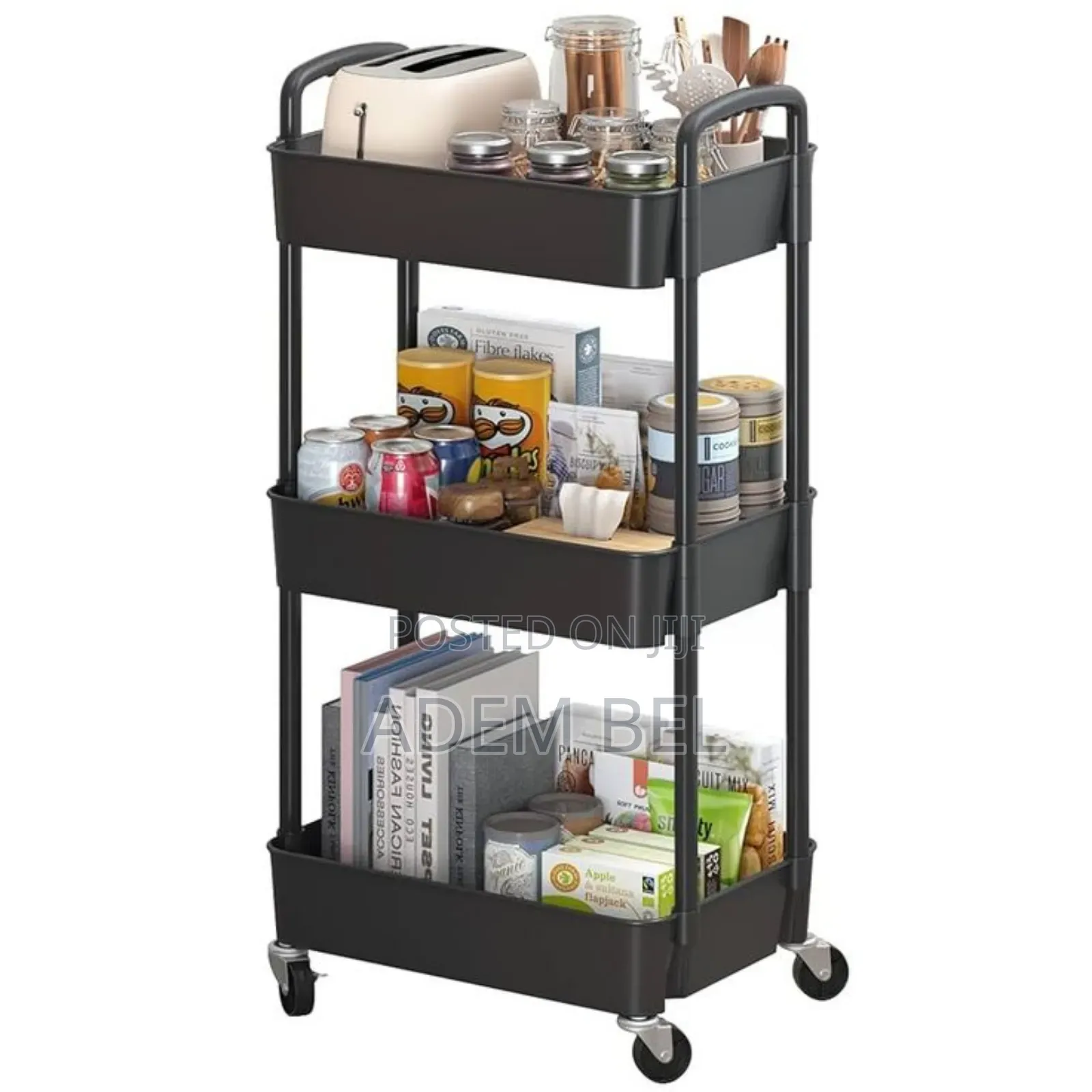 3-Tier Rolling Kitchen Storage Trolley Cart With Wheels