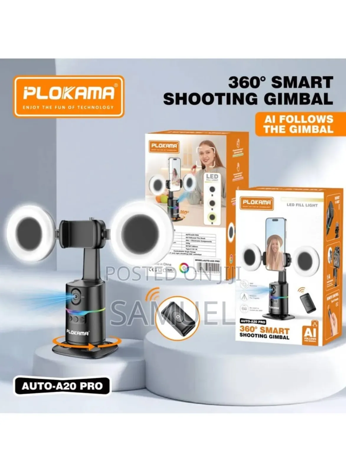 Plokama Auto Rotation Mobile Stand 3600 Smart Shooting With Lights