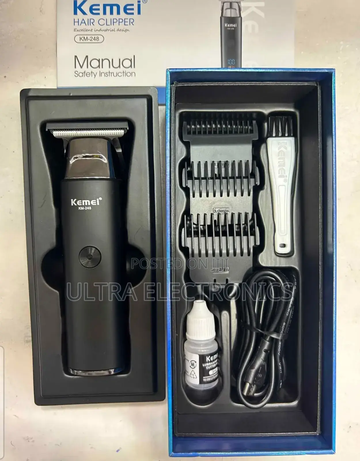 Kemei Km-248 Rechargeable Hair Clipper. Its Key Features Include: