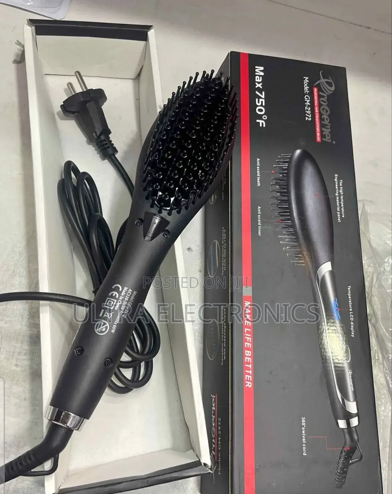 Gemei) Gm-2972 Hair Straightener Brush.
