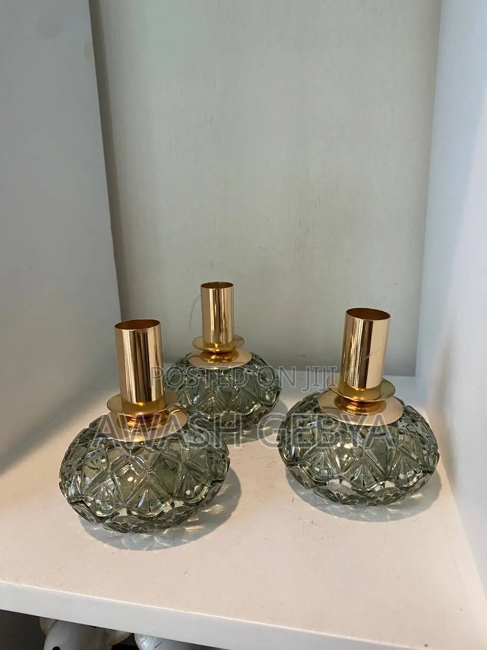3 Pieces Perfume Bottle Looking Candle Holder