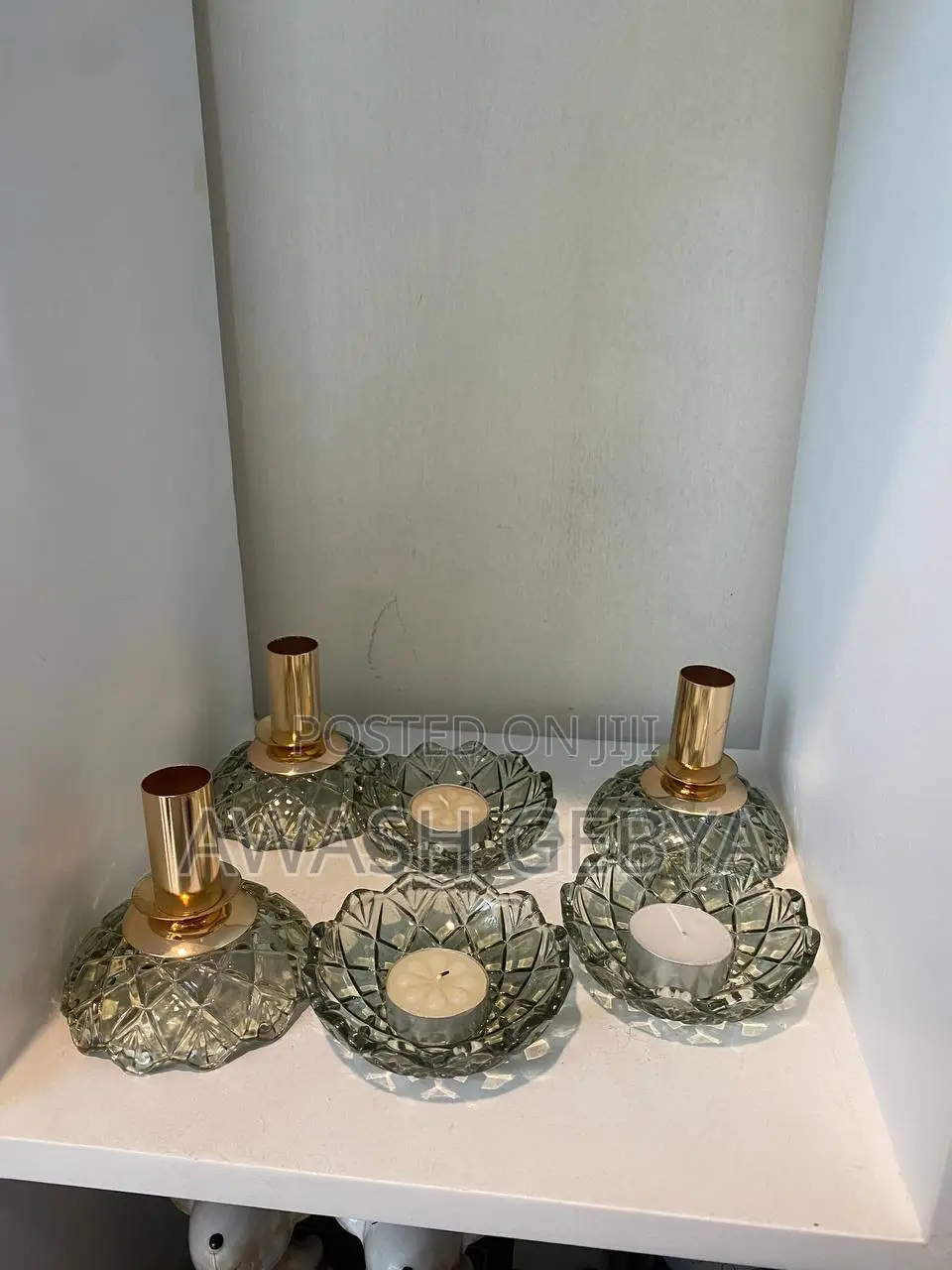 3 Pieces Perfume Bottle Looking Candle Holder