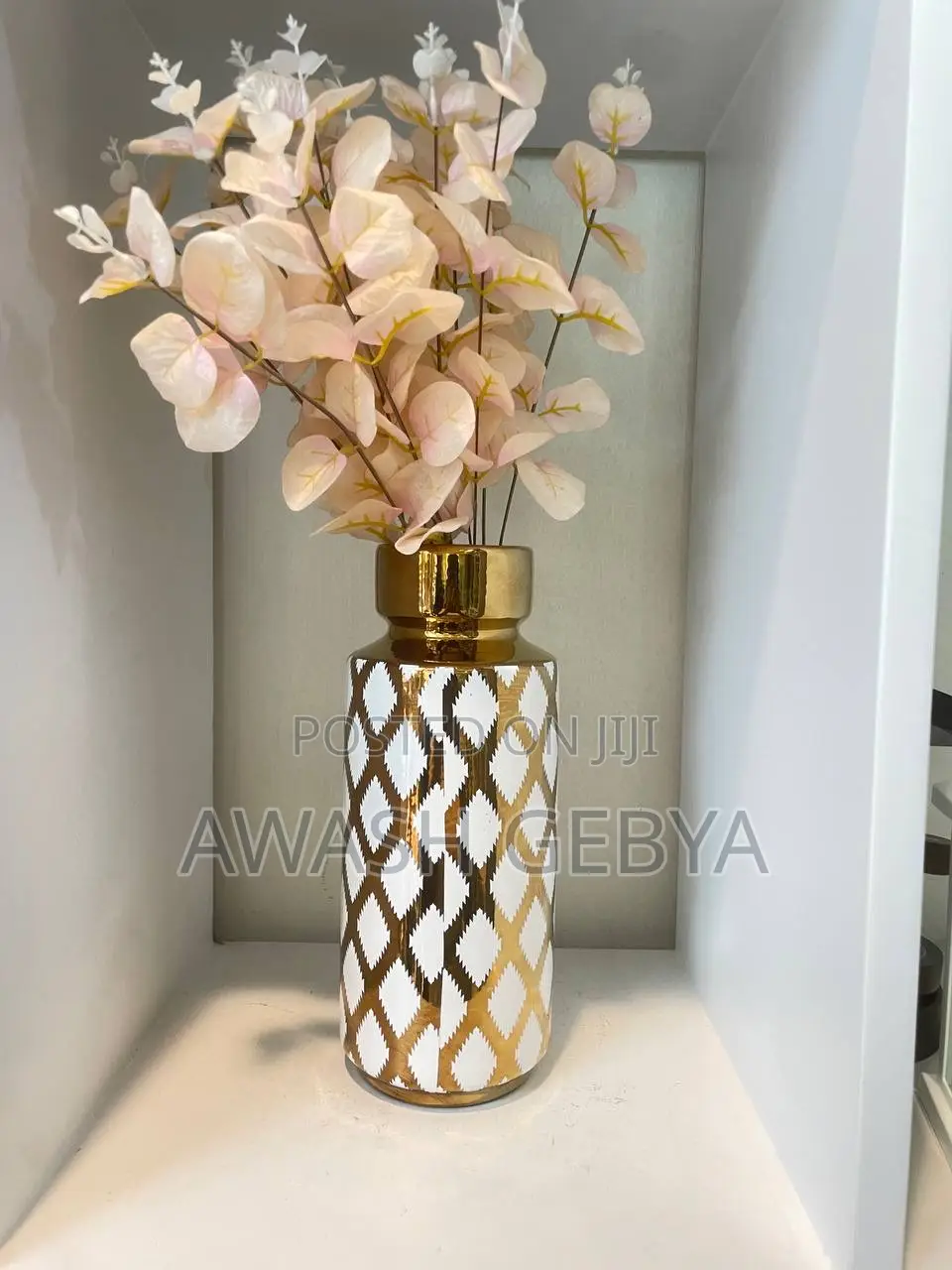 White With Gold Combination Flower Vase