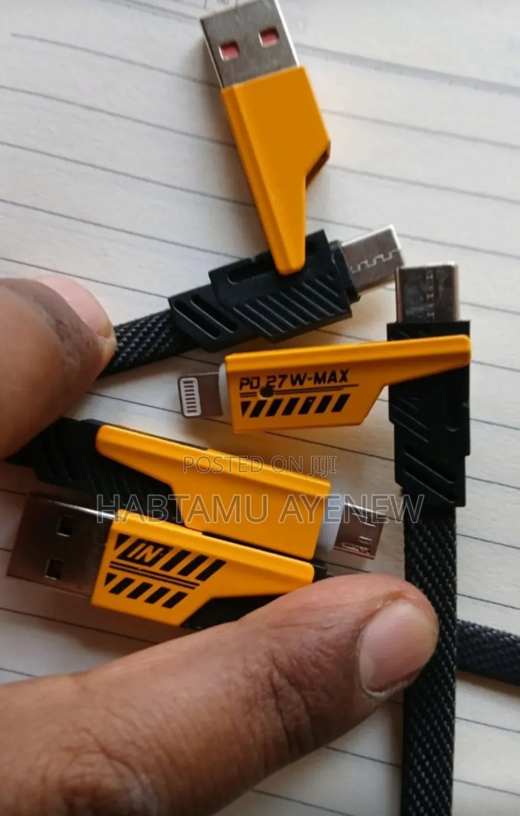 ሶስት አይነት ተቀያያሪ የቻርጀር ኬብል Charger Cable