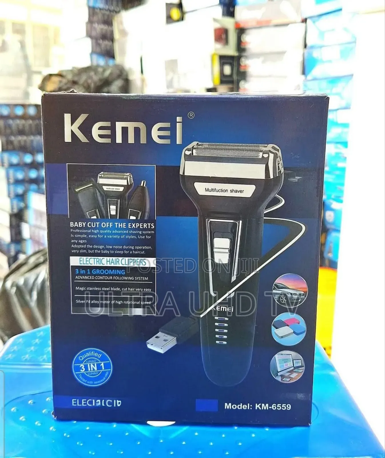 Kemei Km-6559 3-in-1 Electric Shaver and Hair Clipper
