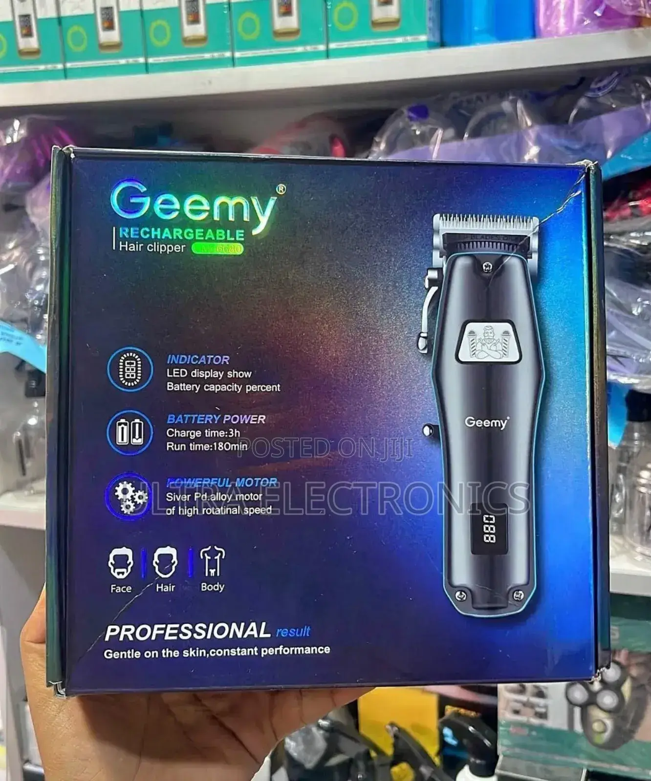 የፀጉር ማሽን Geemy Gm-6680 Rechargeable Hair Clipper It Powerful Silver