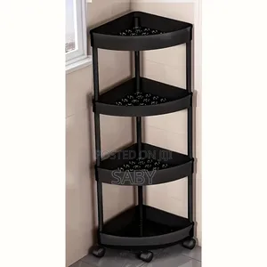 Corner Bathroom Storage Rack With Hooks