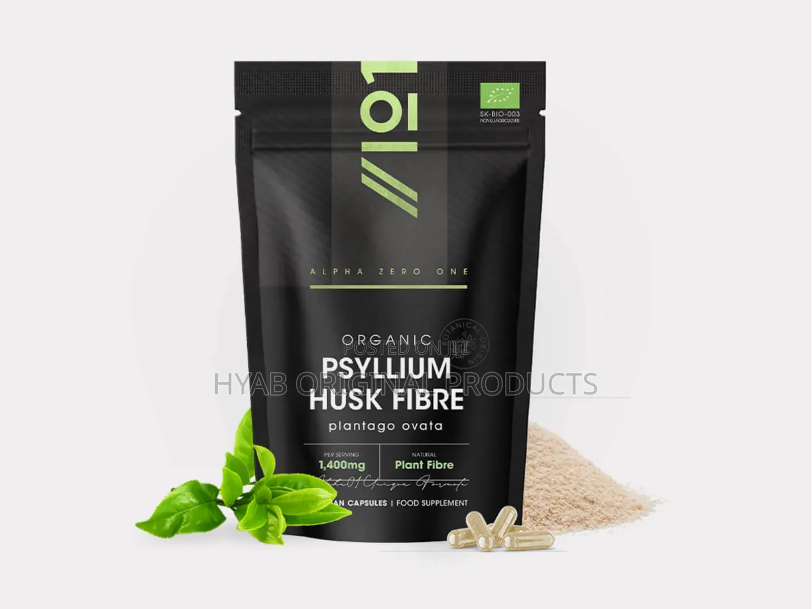 ( Vegan )Organic Psyllium Husk Fibre 90 Capsules / 1400mg