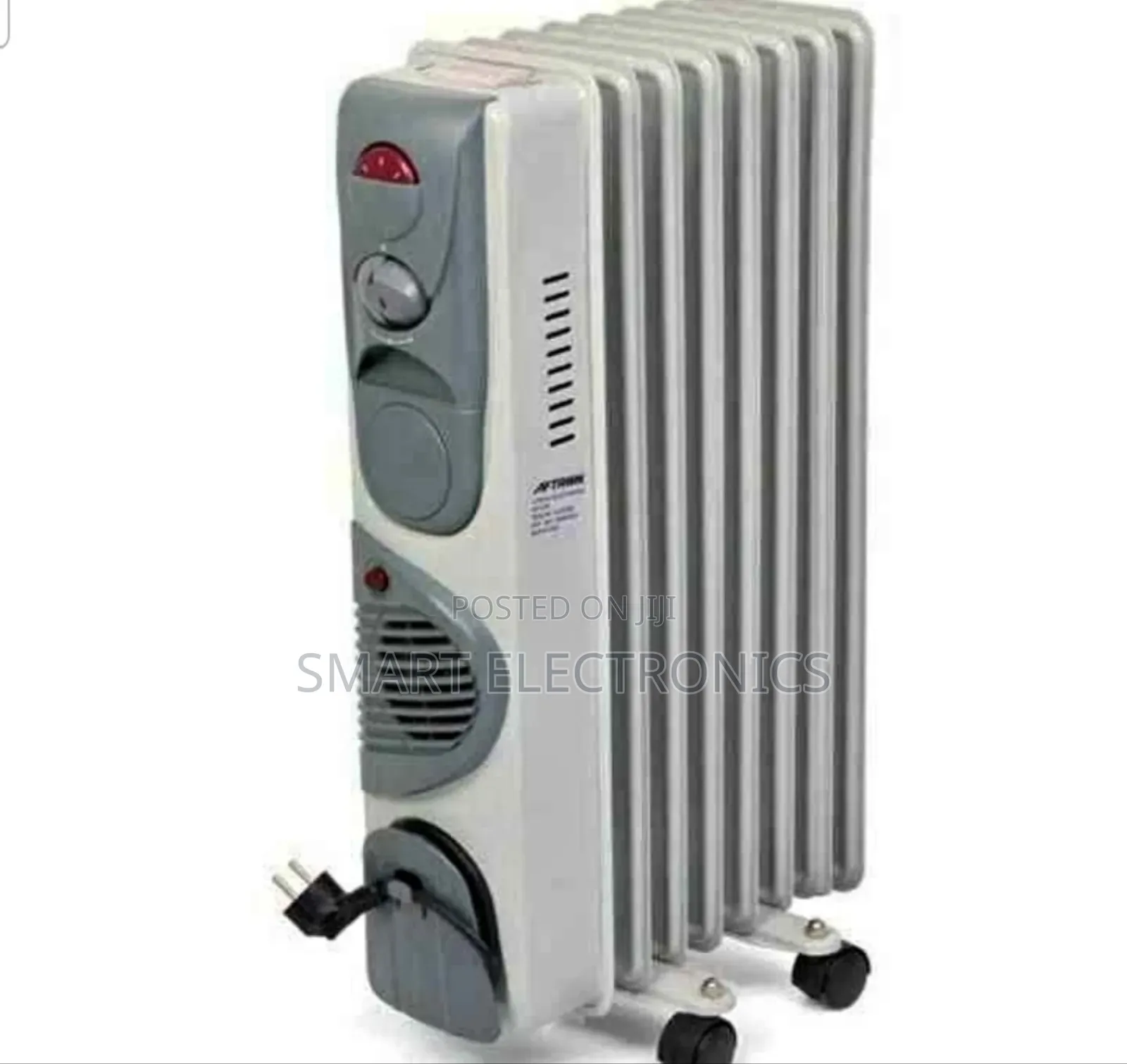 Nikura 9-Fin Oil Heater. It Features Three Power Settings And