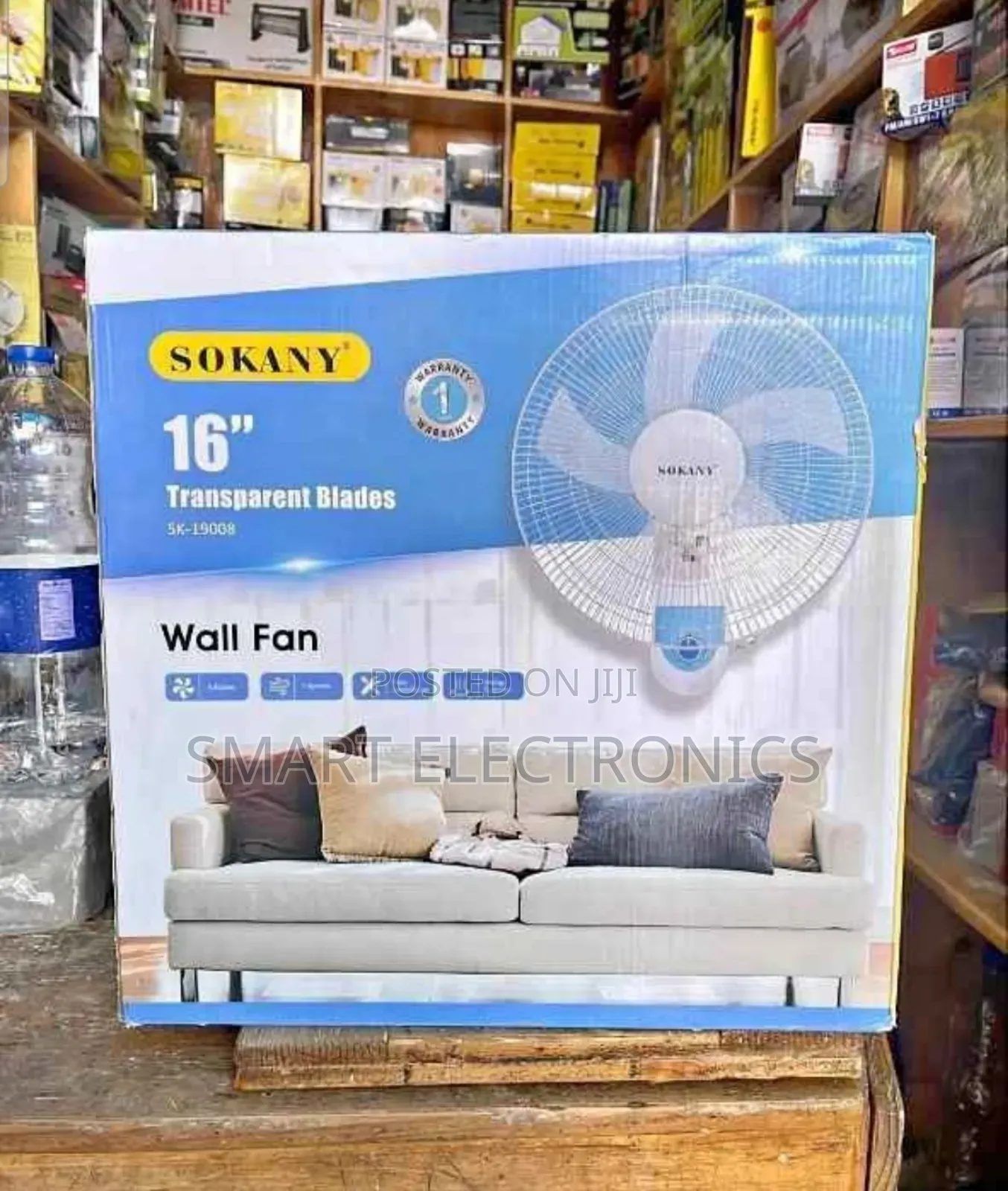 Sokany 16-Inch Wall Fan (Model Sk-19008). It Features a Space-Saving,