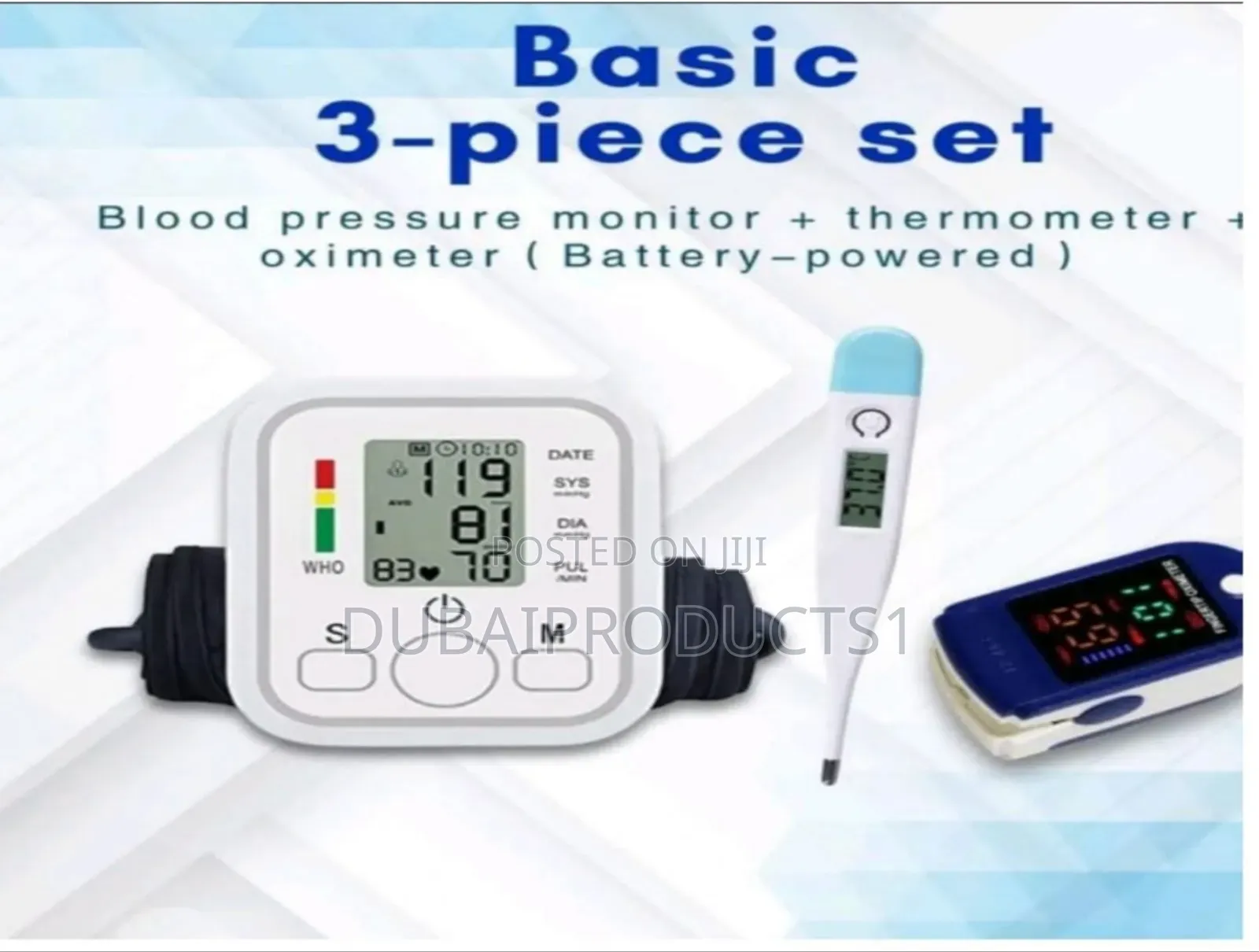 Basic 3-Piece Set Blood Pressure Monitor + Thermometer + Oximeter