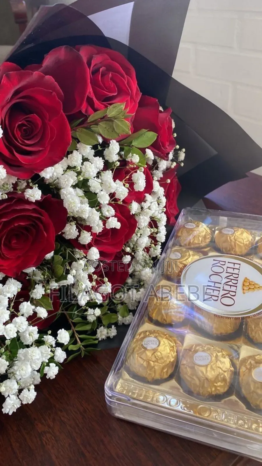 Valentine's Day. Chocolate and Flower Mix Gift for Her