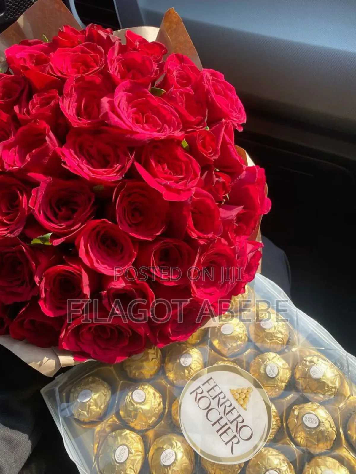 Valentine's Day. Chocolate and Flower Mix Gift for Her