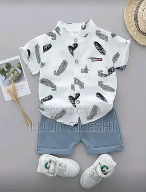 Baby Boy Leaf Print Shirt and Shorts Set