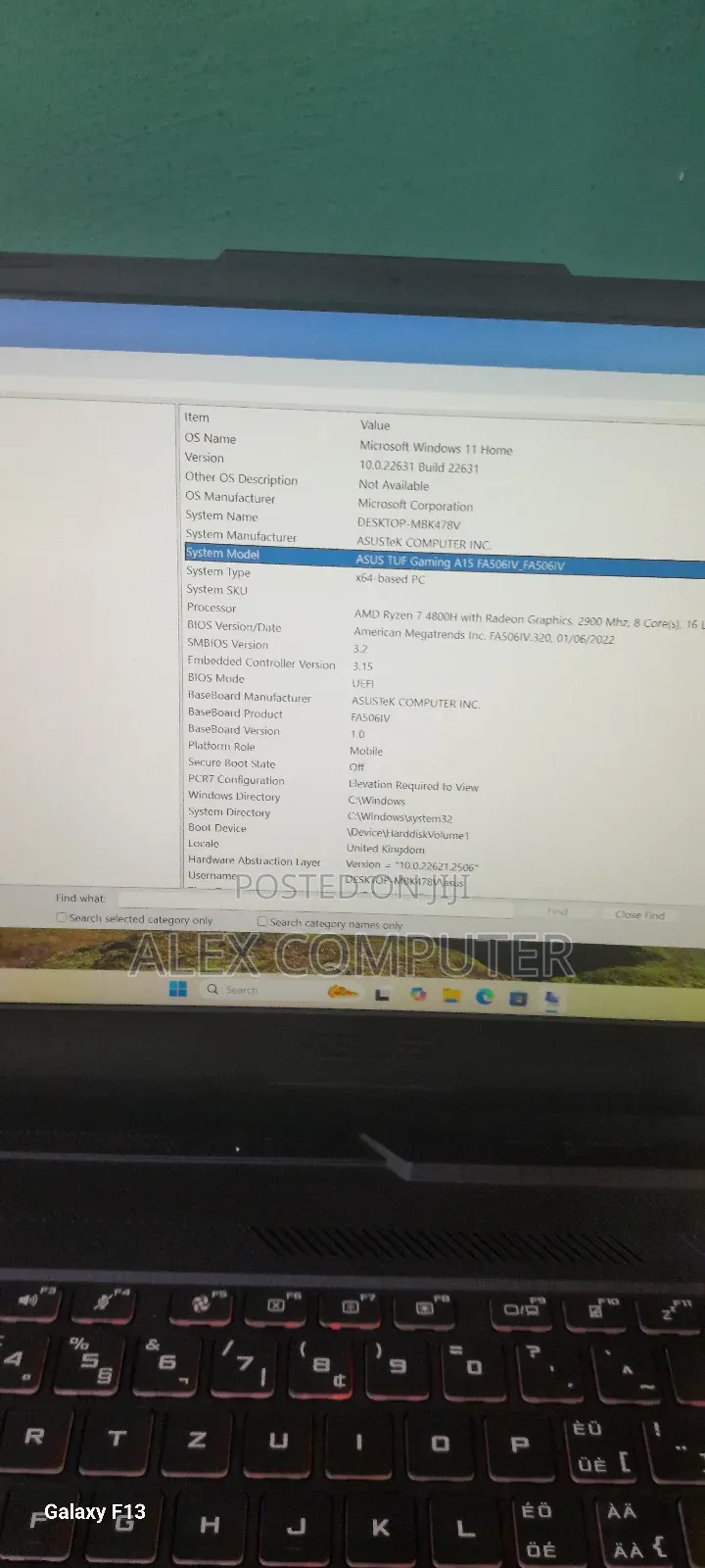New Laptop Asus TUF Gaming A15 16GB AMD Ryzen 7 SSD 512GB