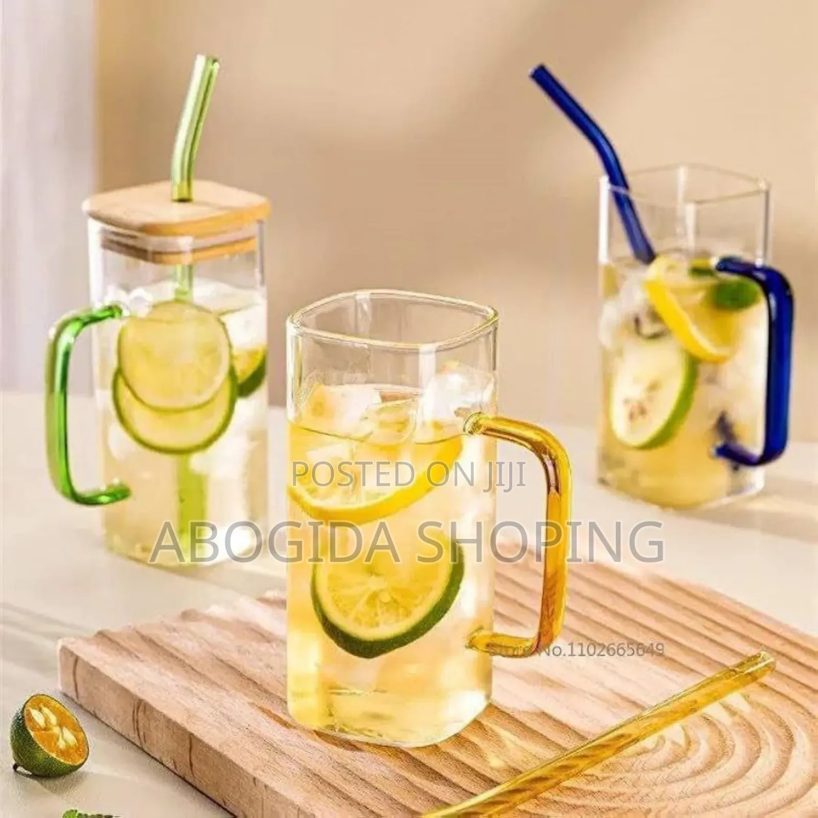 Glass Drinking Mug With Straw