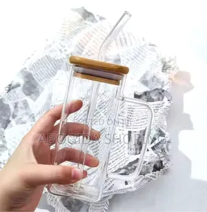 Glass Drinking Mug With Straw