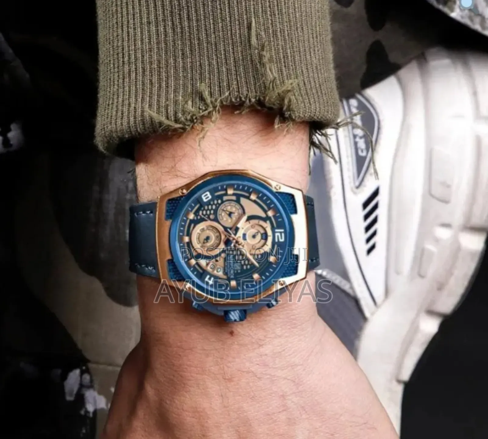 Luxury Fashion Leather Strap Naviforce Man Chronograph Watch