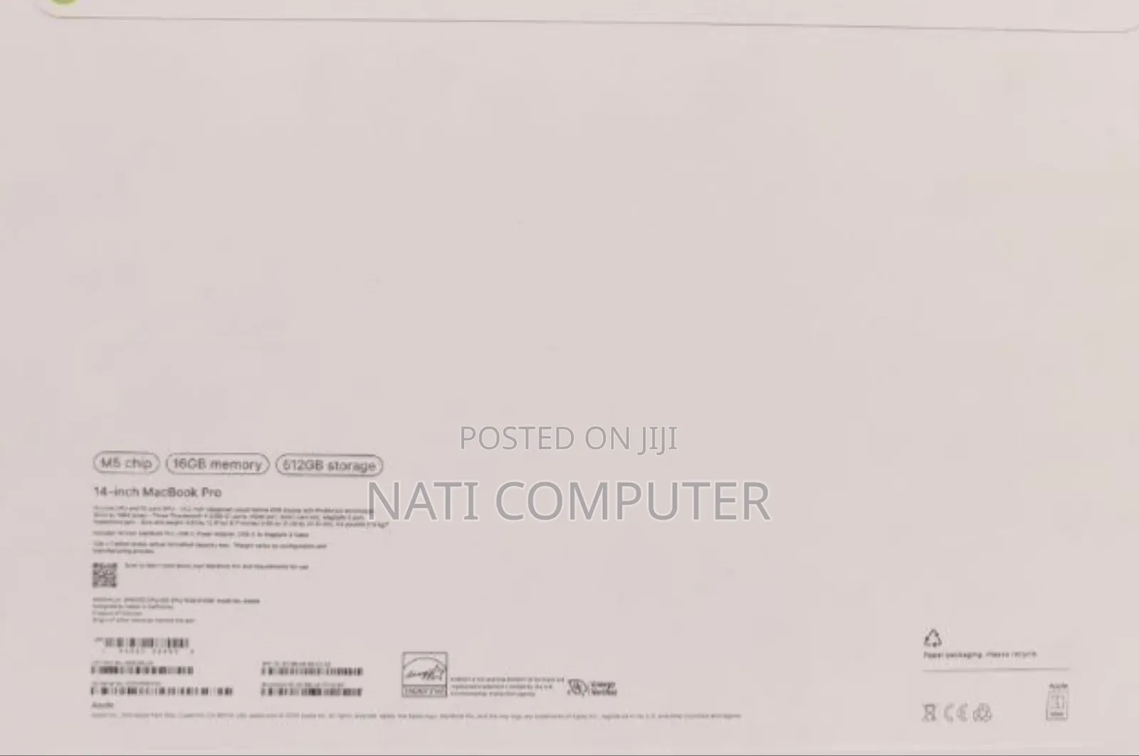 New Laptop Apple Macbook Pro 2025 M5 14-Inch 16GB Apple M5 SSD 512GB