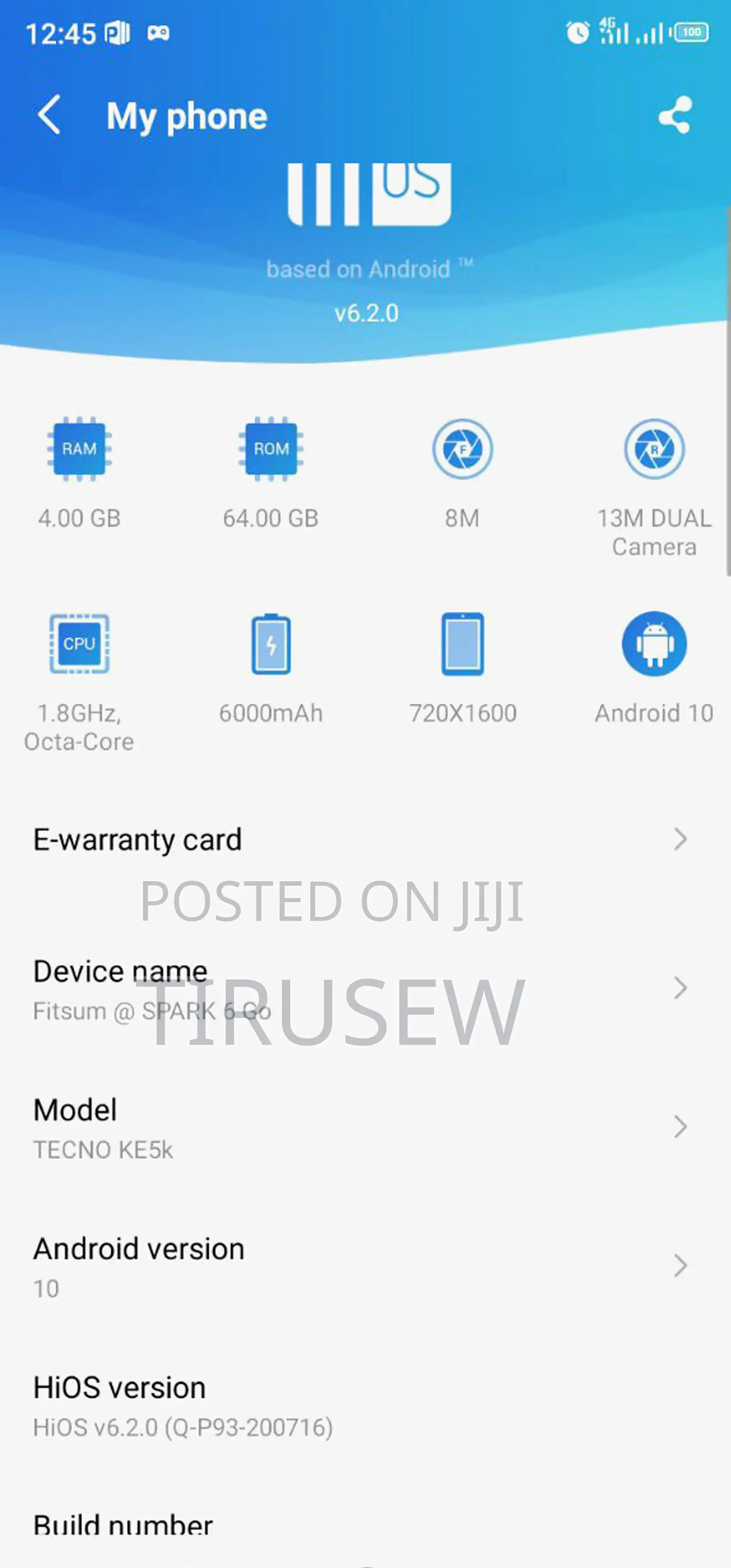 Tecno Spark 6.0 64 GB Black