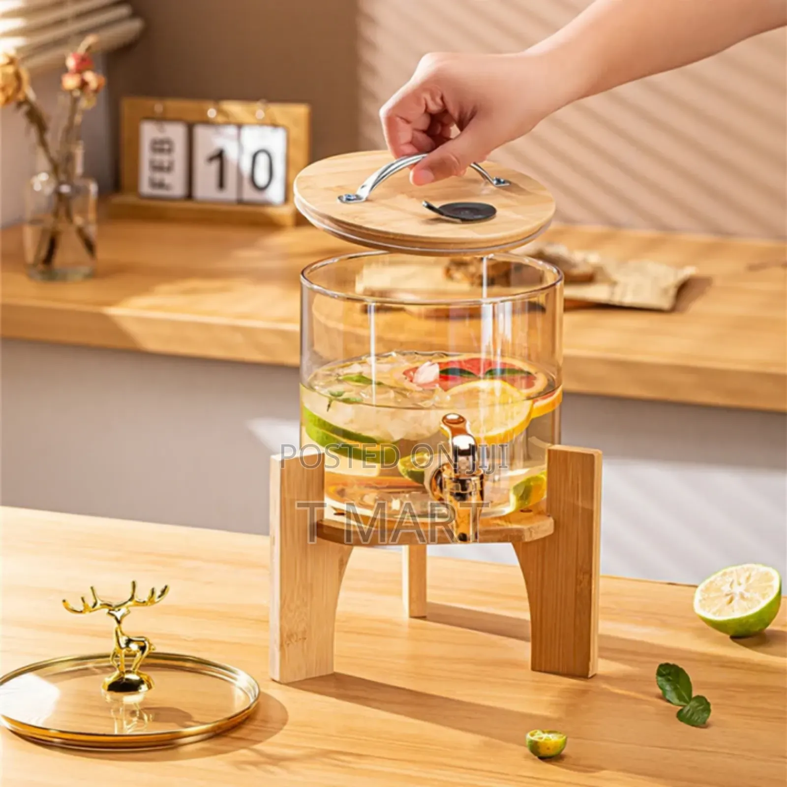 3.6l Glass Dispenser Jar With Bamboo Stand
