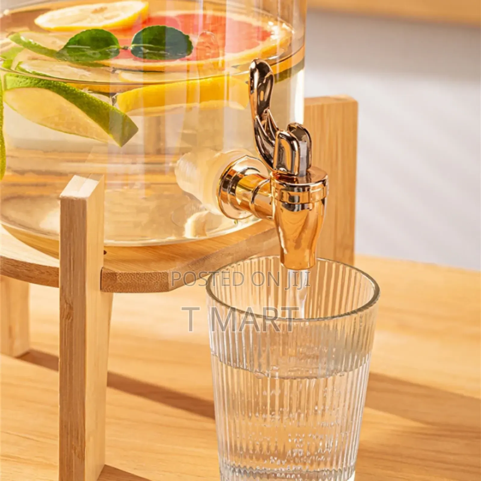 3.6l Glass Dispenser Jar With Bamboo Stand