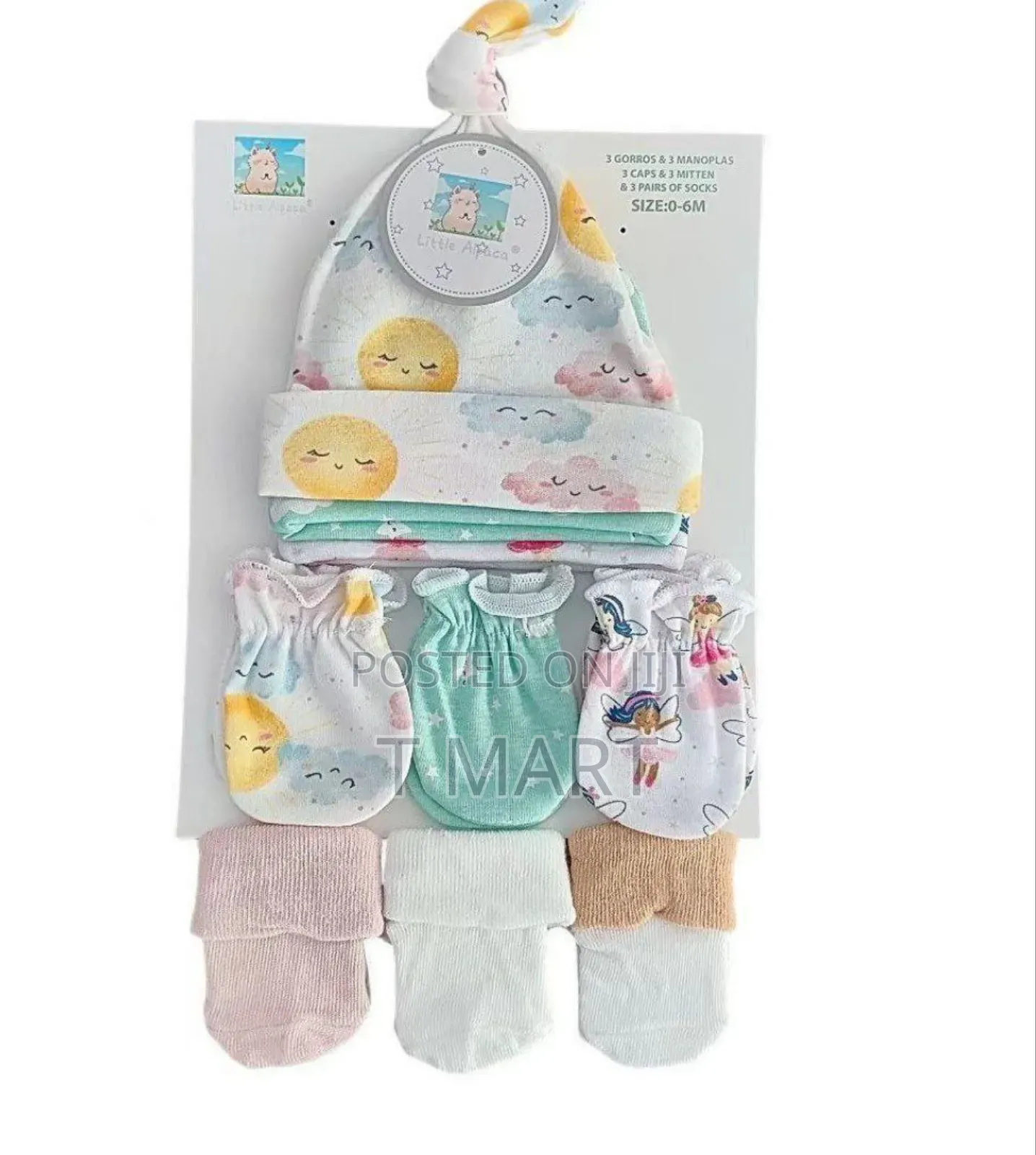 ቆንጆ ኳሊቲ 9pc ( 3 Caps 3 Mitten 3 Pairs of Socks )