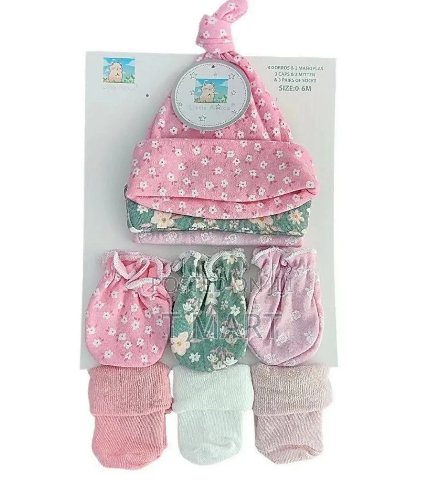 ቆንጆ ኳሊቲ 9pc ( 3 Caps 3 Mitten 3 Pairs of Socks )