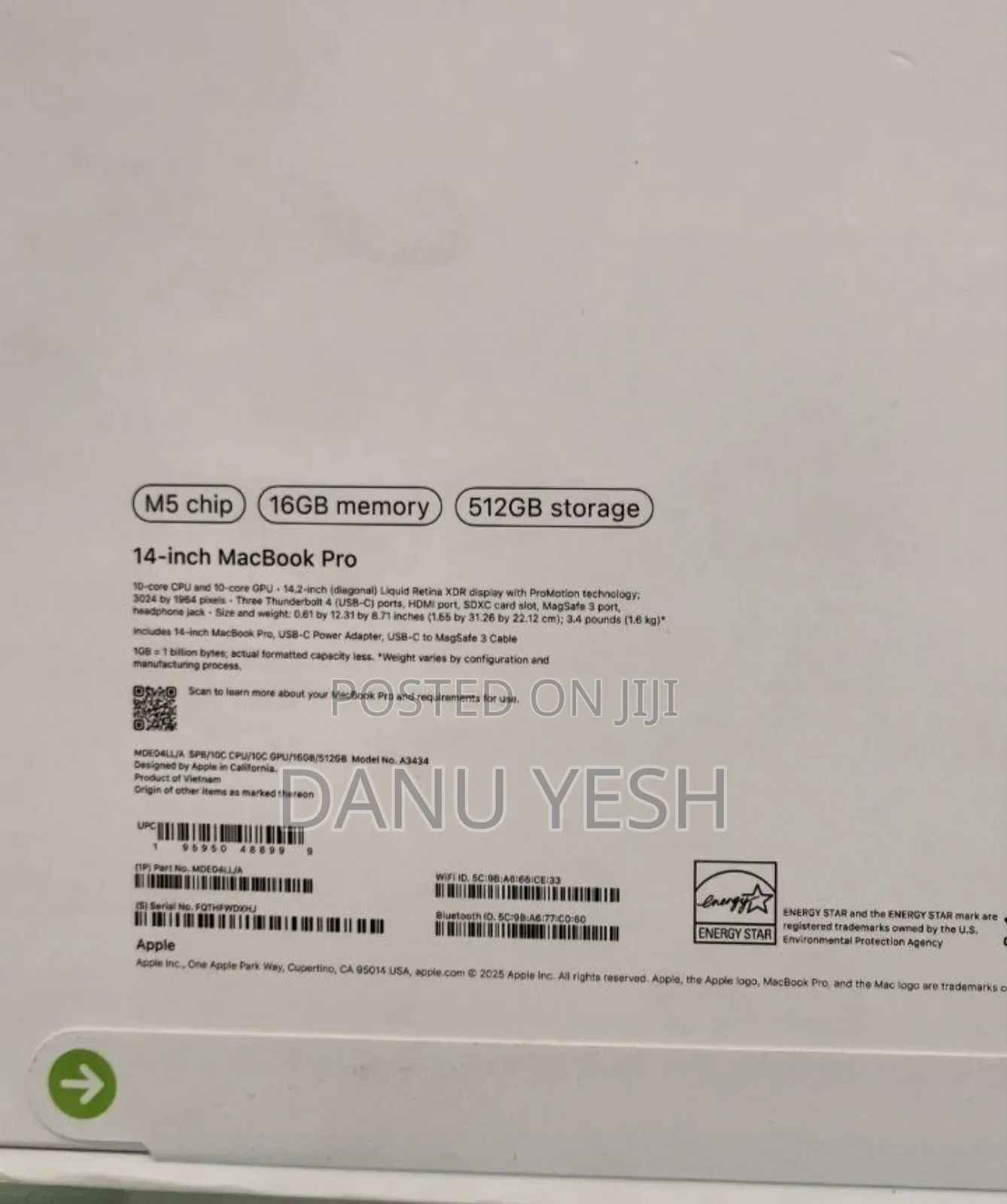 New Laptop Apple MacBook Pro 16GB Intel Core I5 SSD 1T