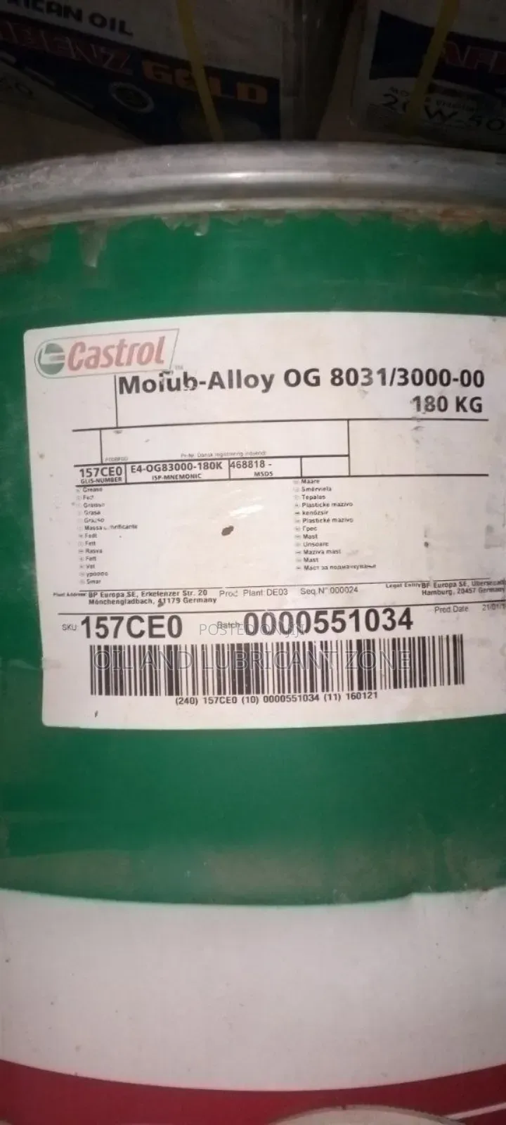 Ep-00 Grease 180kg Castrol