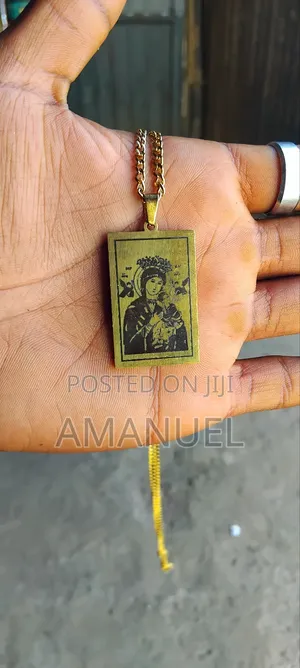 Gold-Plated "Our Mother of Perpetual Help" Medal Curb Chain – Unisex