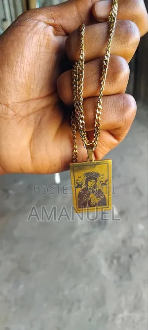 Gold-Plated "Our Mother of Perpetual Help" Medal Curb Chain – Unisex