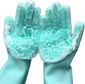 Magic Silicone Dishwashing Gloves With Built-in Scrubber