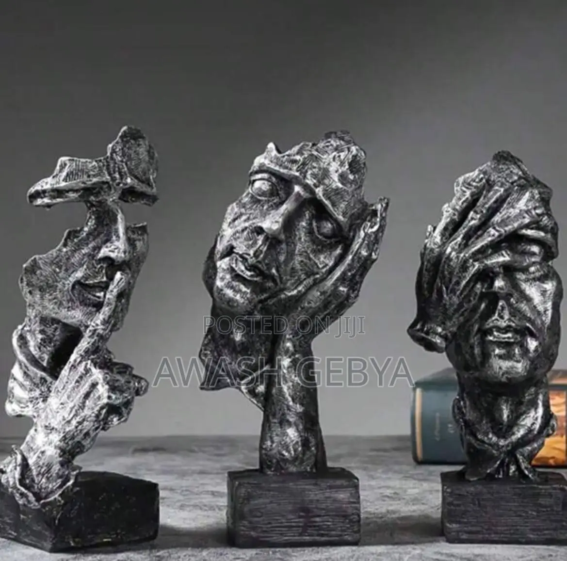 3pcs Black and Gray Abstract Tree