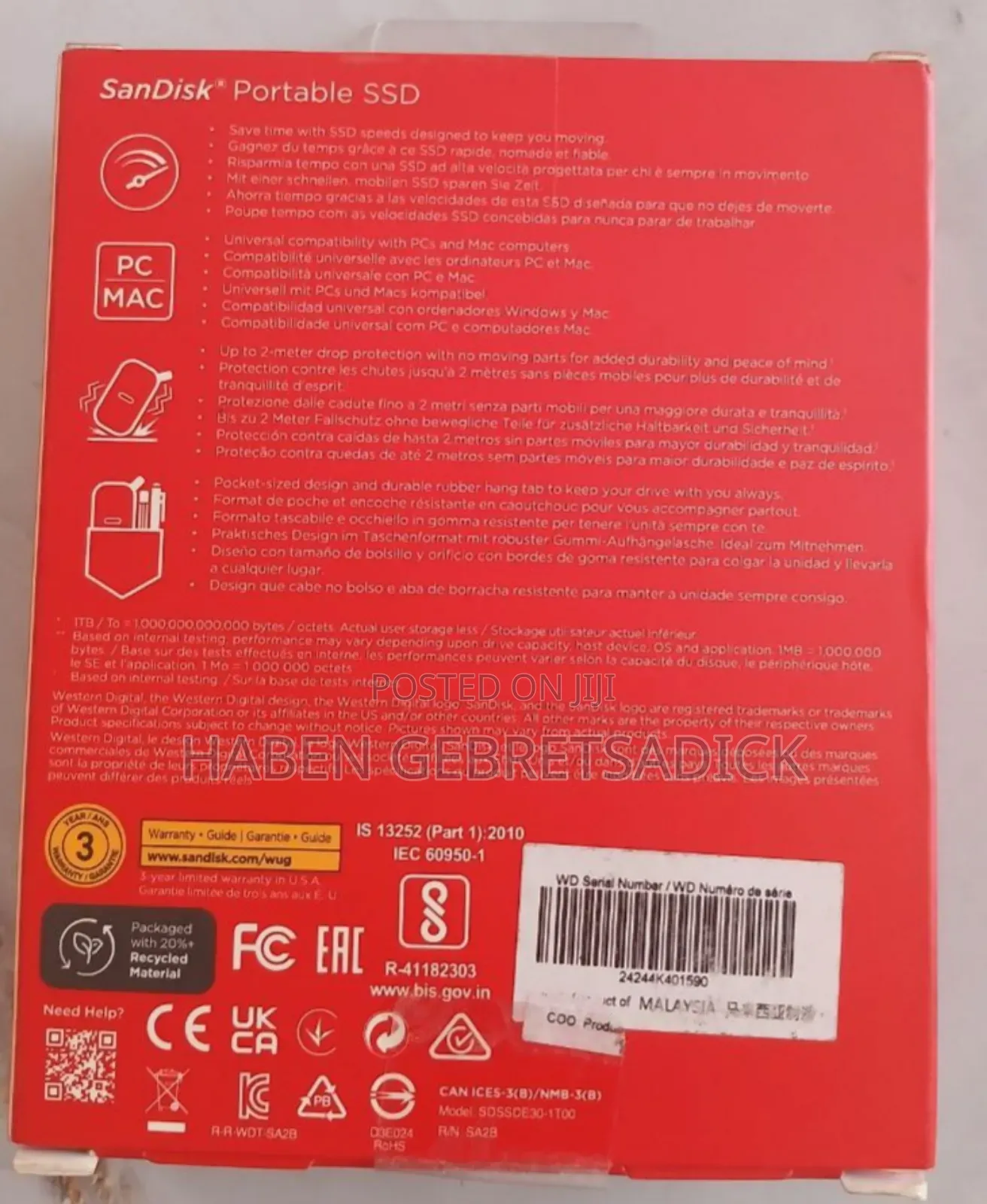 Sandisk1tb SSD Harddrive