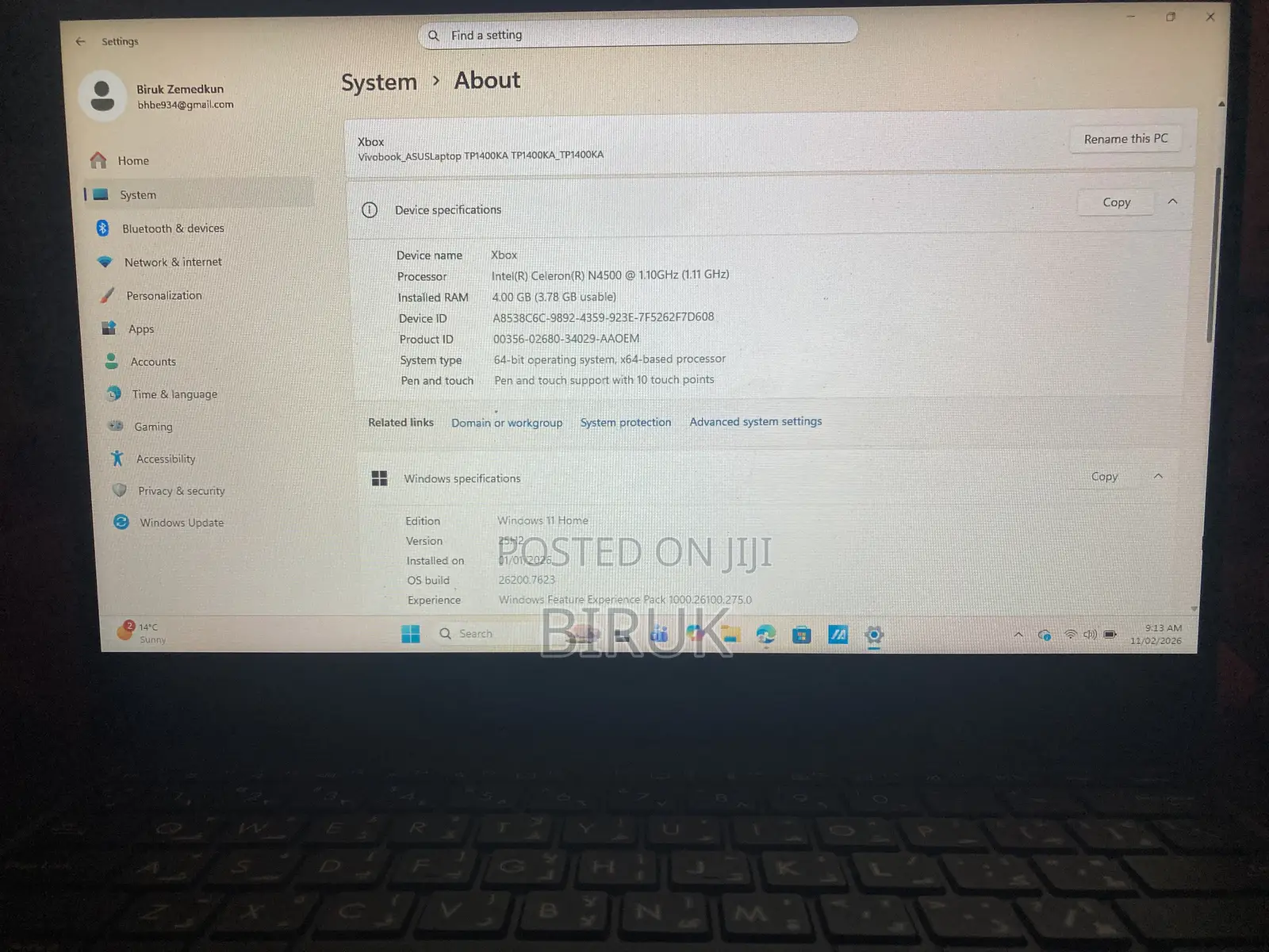 New Laptop Asus 4GB Intel Core I7 SSD 128GB