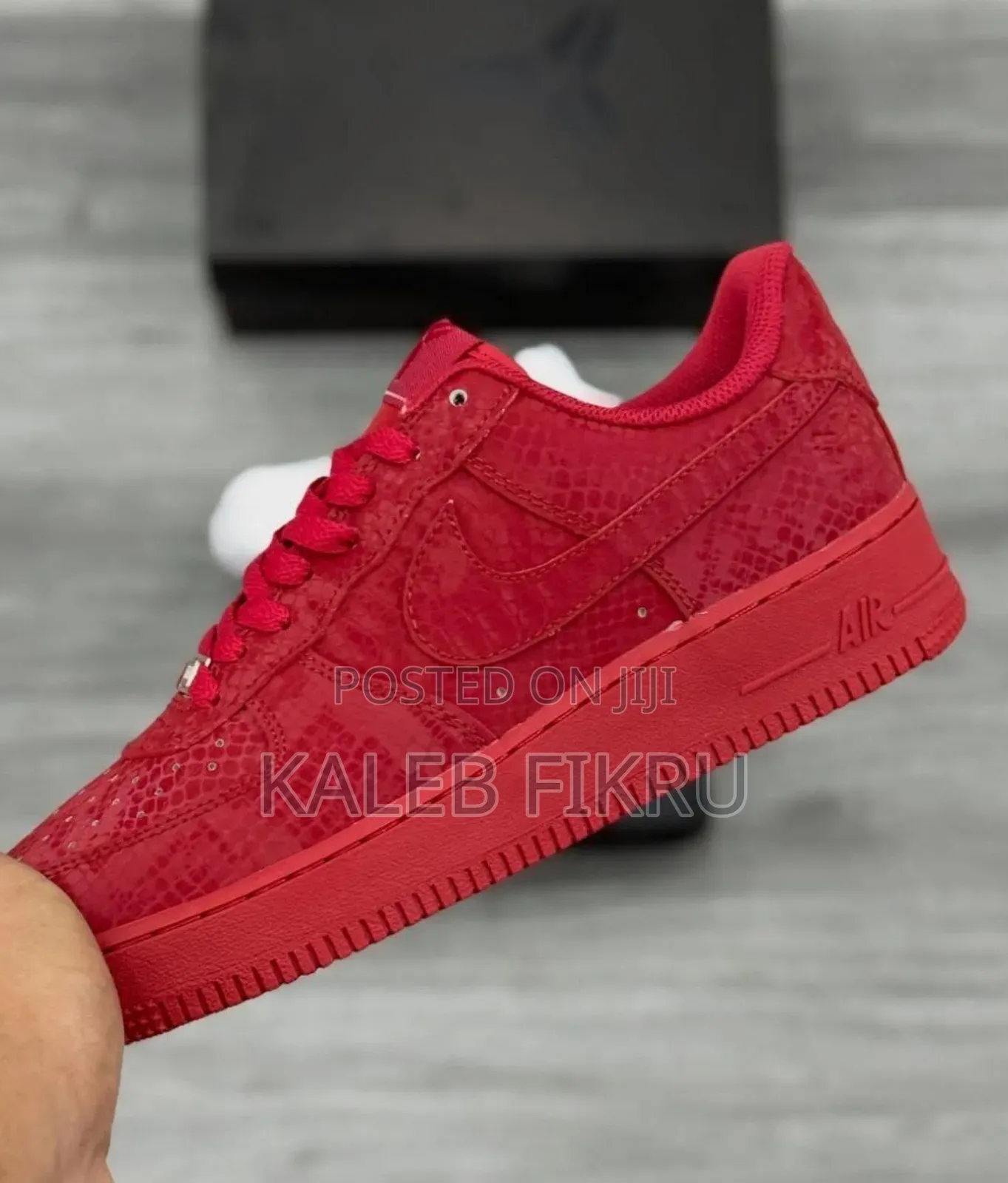 Nike Air Force 1 Low Red Snake Skin Pattern Shoes