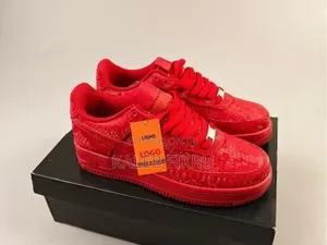 Nike Air Force 1 Low Red Snake Skin Pattern Shoes
