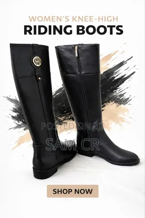 Tommy Hilfiger Women’S Black Faux Leather Boots – Knee High