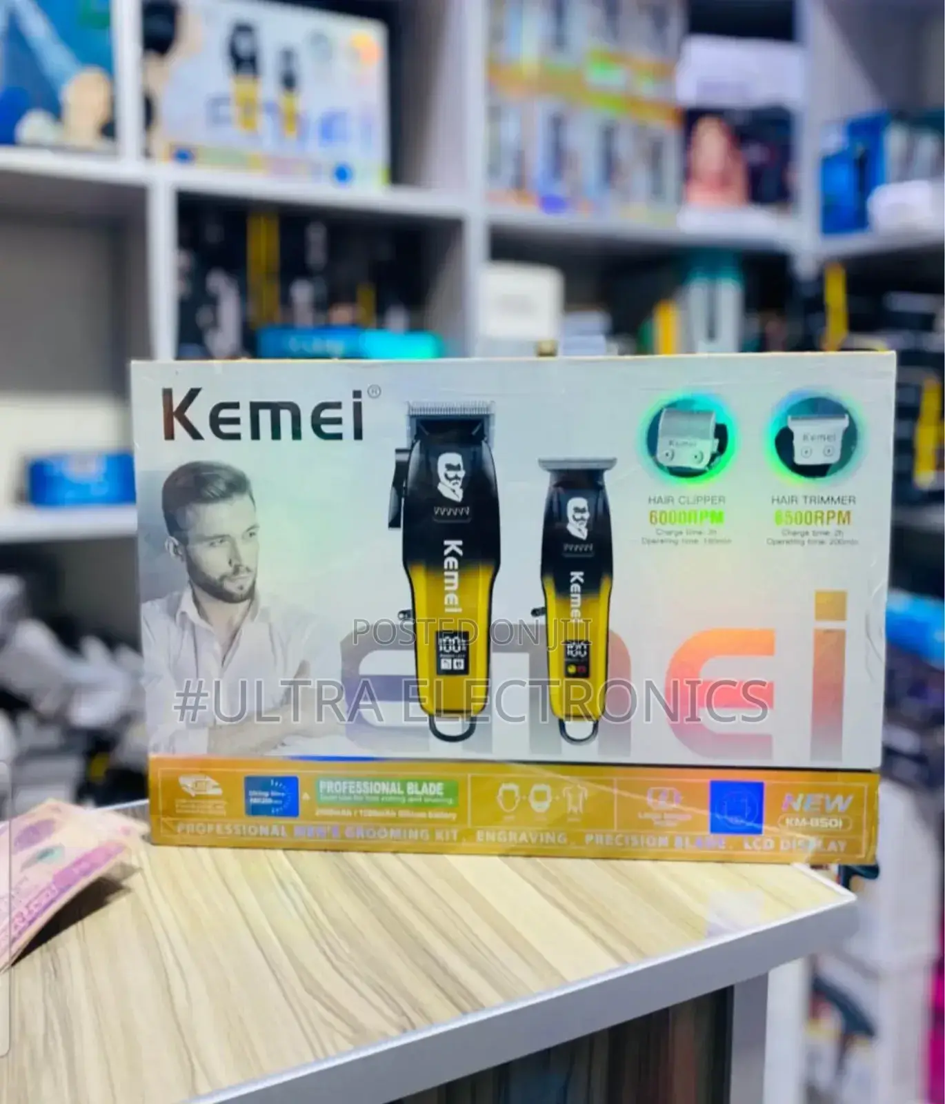 Kemei Km-709a Professional Rechargeable Hair Clipper and Trimmer Set.