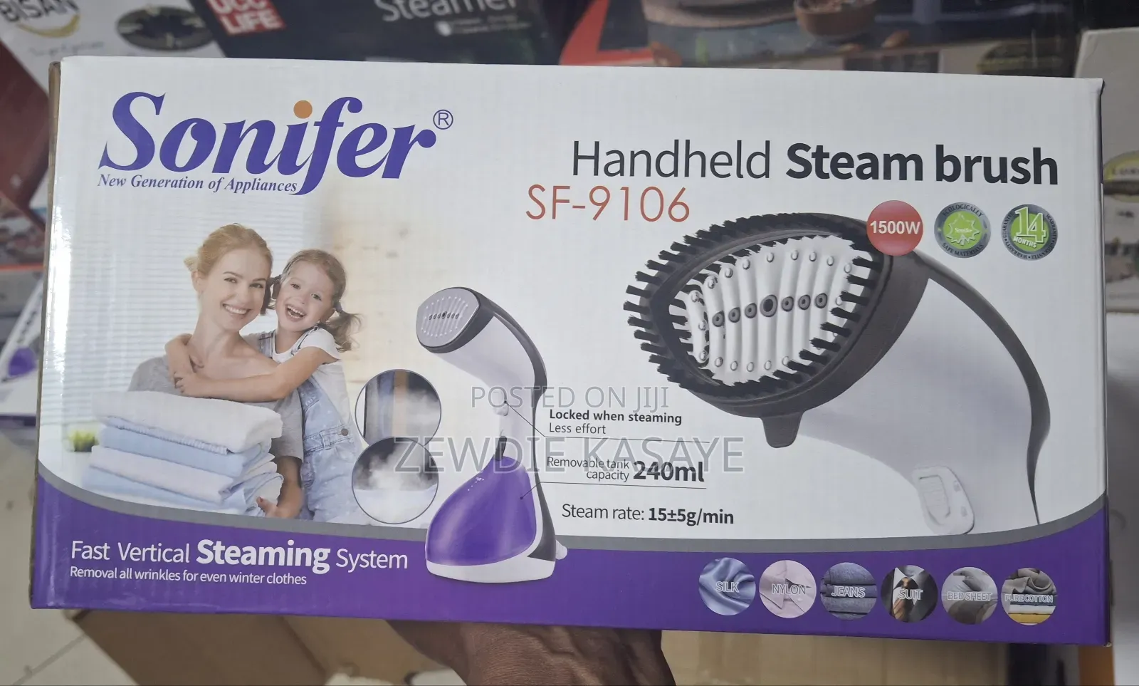 Sonifer Handheld Garment Steamer 1500 Watts 240 Ml