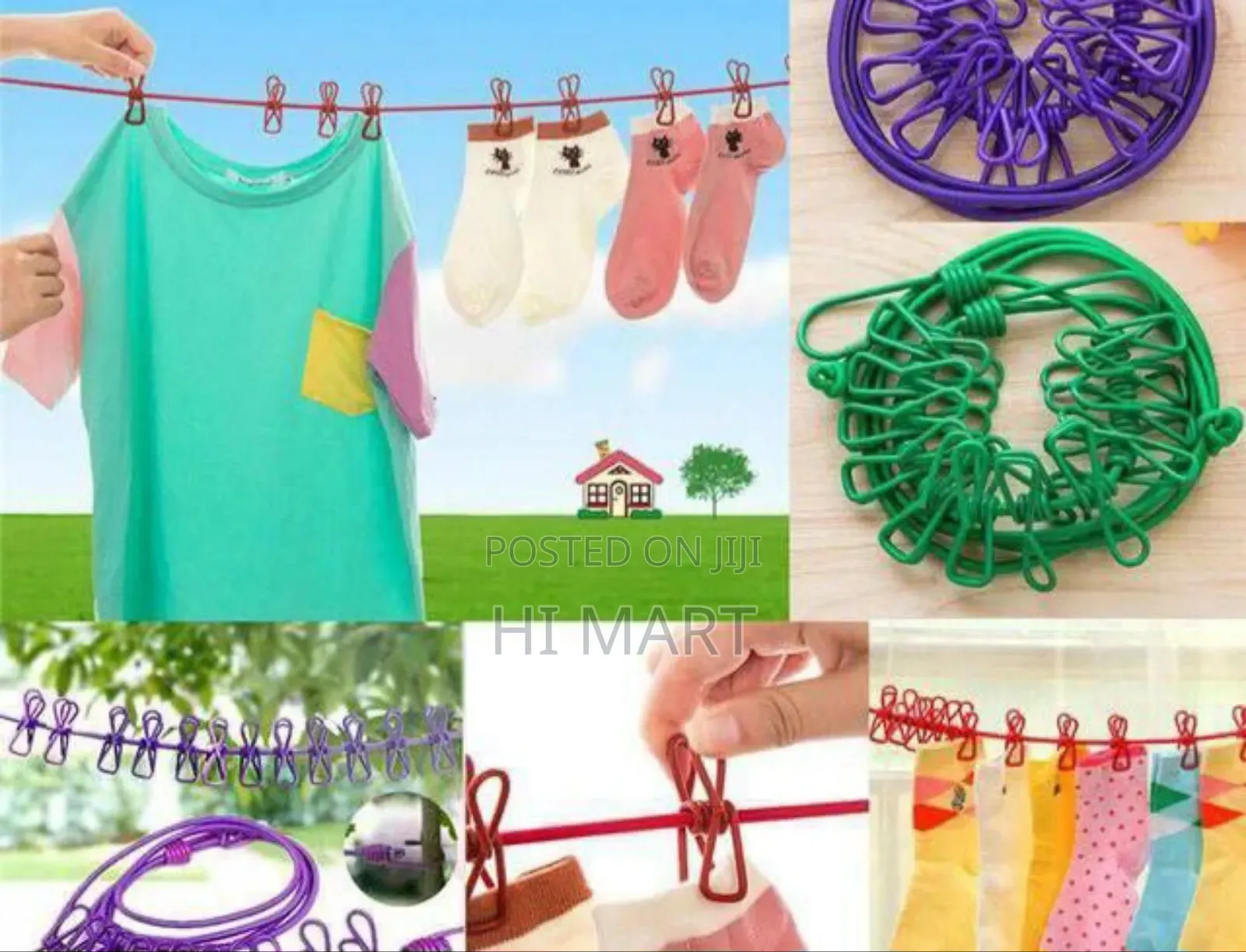 Elastic Laundary Rope(With 12 Clothspins)