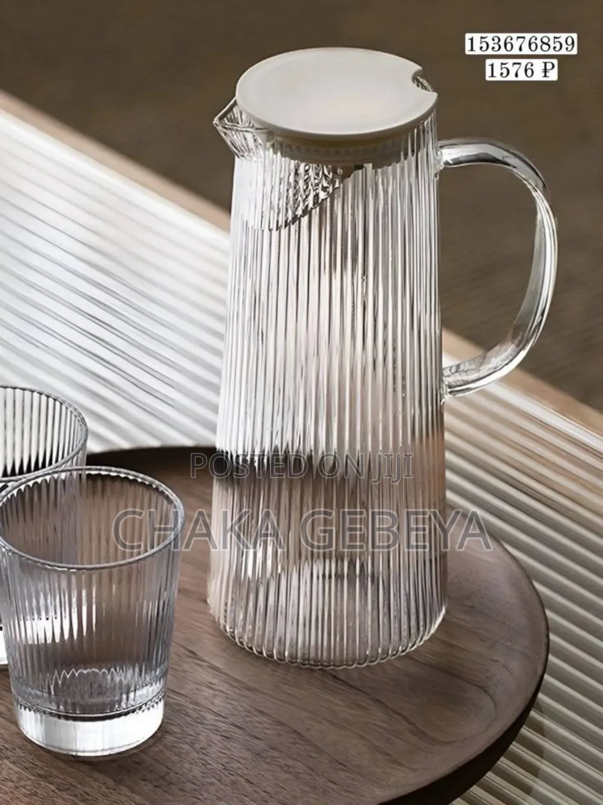 Acrylic Drink Dispenser Set - 1l Jug With 4 Matching Cups, Unbreakable