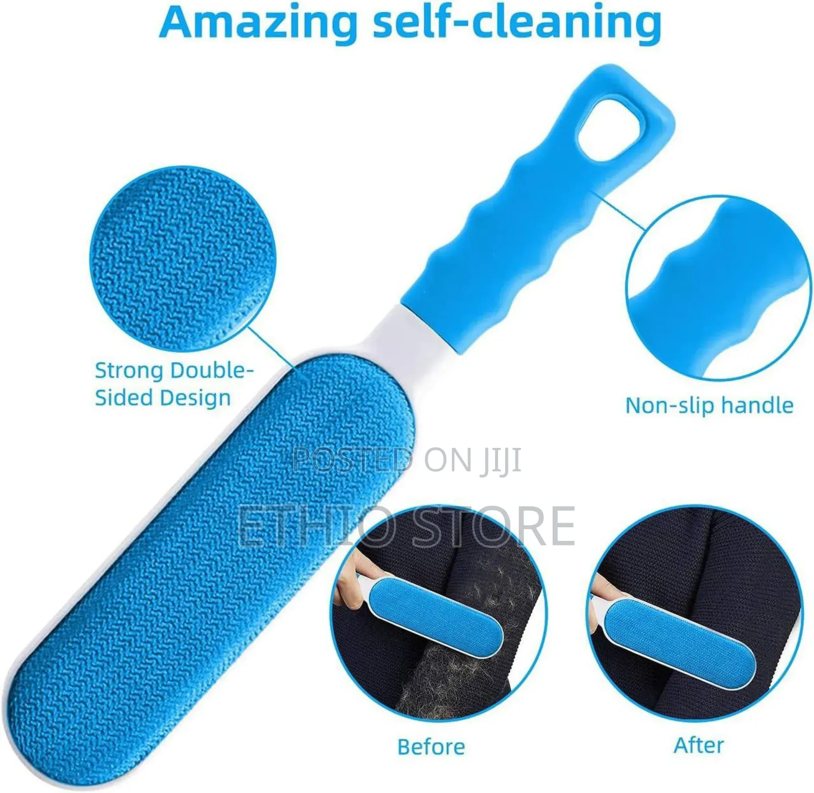 Reusable Pet Fur Remover With Self-Cleaning Base