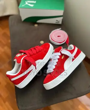 Puma Suede Xl White for Alltime Red Fashion Sneaker