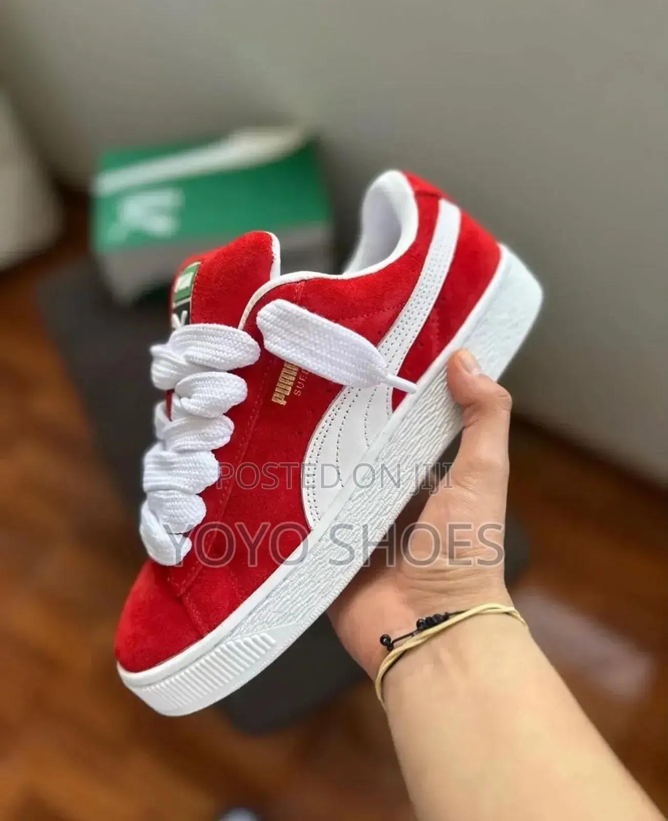 Puma Suede Xl White for Alltime Red Fashion Sneaker