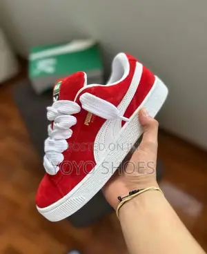 Puma Suede Xl White for Alltime Red Fashion Sneaker